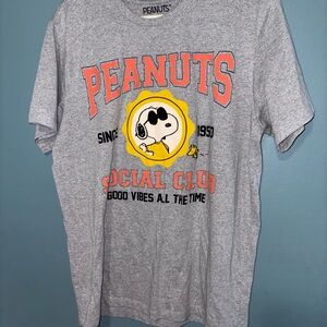 Peanuts Gray T-Shirt with Snoopy and Yellow Accent